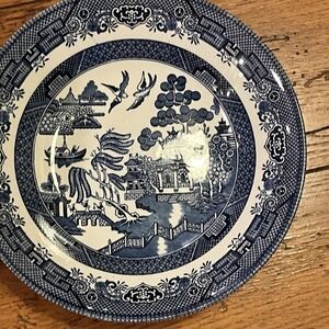 Vintage Churchill Blue Willow Made in England 7.5" Bowl Set of 6 Birds Pagoda